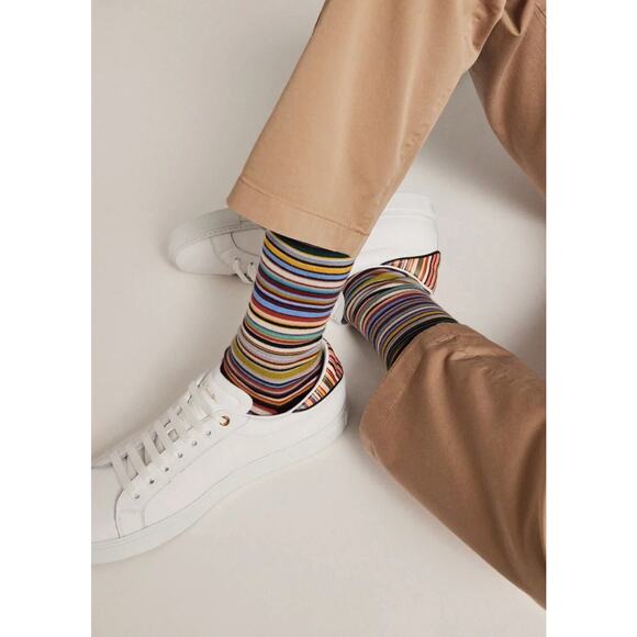 NWT $475 PAUL SMITH Leather MultiStripe Sneakers UK 7/US 8